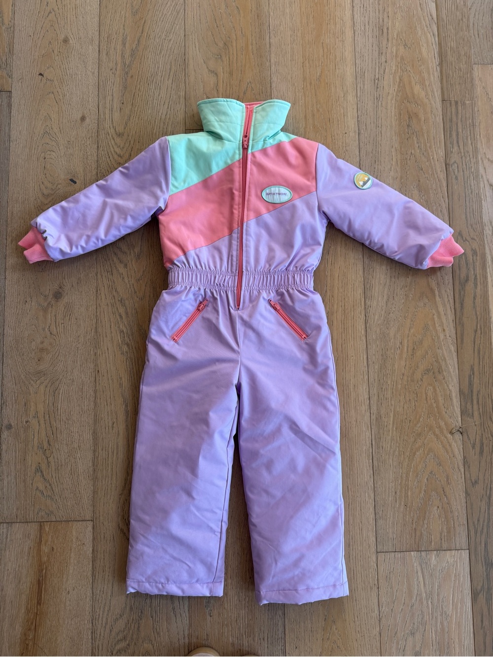 Goldie + Ace Kids Pastel Lavender Colorblock Snow One-Piece Romper NWOT